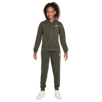 Nike Sportswear Club Fleece Trainingspak Full-Zip Hooded Kids Donkergroen Wit