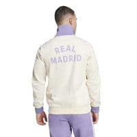 adidas Real Madrid Culturewear Trainingspak Full-Zip 2024-2025 Gebroken Wit Lichtpaars