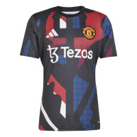 adidas Manchester United Pre-Match Trainingsshirt 2024-2025 Zwart Rood Blauw Wit