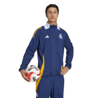 adidas Real Madrid Presentatie Trainingsjack 2024-2025 Donkerblauw Oranje Lichtblauw