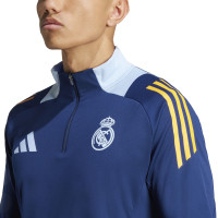 adidas Real Madrid Trainingstrui 1/4-Zip 2024-2025 Donkerblauw Oranje Lichtblauw