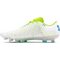 Under Armour Clone Magnetico Elite 3.0 Gras Voetbalschoenen (FG) Wit Lichtgroen Blauw