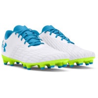 Under Armour Magnetico Select 3.0 Gras Voetbalschoenen (FG) Wit Blauw Groen