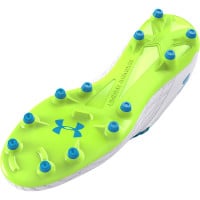 Under Armour Magnetico Select 3.0 Gras Voetbalschoenen (FG) Wit Blauw Groen