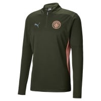 PUMA Manchester City Trainingstrui 1/4 Zip 2024-2025 Olijfgroen Lichtblauw