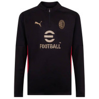 PUMA AC Milan Trainingstrui 1/4 Zip 2024-2025 Kids Zwart Rood Goud