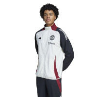 adidas Manchester United Presentatie Trainingspak Full-Zip 2024-2025 Wit Zwart Rood