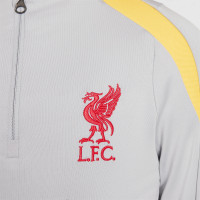 Nike Liverpool Strike Trainingstrui 1/4-Zip 2024-2025 Kids Grijs Geel Rood