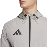 adidas Vis Tech Competition Hooded Trainingsjack Grijs Zwart