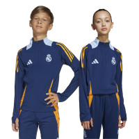 adidas Real Madrid Trainingstrui 1/4-Zip 2024-2025 Kids Donkerblauw Oranje Lichtblauw