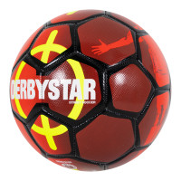 Derbystar Straatvoetbal Maat 5 Rood Zwart Geel