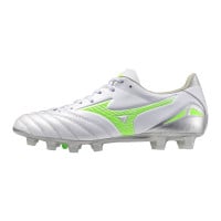 Mizuno Morelia Neo IV Pro Gras Voetbalschoenen (FG) Zilver Felgroen