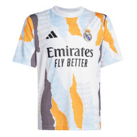 adidas Real Madrid Pre-Match Trainingsshirt 2024-2025 Kids Wit Oranje Blauw