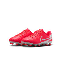 Nike Tiempo Legend 10 Club Gras / Kunstgras Voetbalschoenen (MG) Kids Felrood Wit