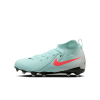 Nike Phantom Luna II Academy Gras / Kunstgras Voetbalschoenen (MG) Kids Mintgroen Rood Zwart