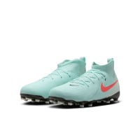 Nike Phantom Luna II Academy Gras / Kunstgras Voetbalschoenen (MG) Kids Mintgroen Rood Zwart