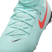 Nike Phantom Luna II Academy Gras / Kunstgras Voetbalschoenen (MG) Kids Mintgroen Rood Zwart