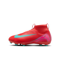 Nike Zoom Mercurial Superfly 10 Academy Gras / Kunstgras Voetbalschoenen (MG) Kids Rood Turquoise Roze