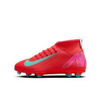 Nike Mercurial Superfly 10 Club Gras / Kunstgras Voetbalschoenen (MG) Kids Rood Turquoise Roze