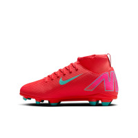 Nike Mercurial Superfly 10 Club Gras / Kunstgras Voetbalschoenen (MG) Kids Rood Turquoise Roze