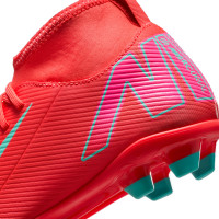 Nike Mercurial Superfly 10 Club Gras / Kunstgras Voetbalschoenen (MG) Kids Rood Turquoise Roze