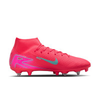 Nike Zoom Mercurial Superfly 10 Academy IJzeren-Nop Voetbalschoenen (SG) Anti-Clog Rood Turquoise Roze