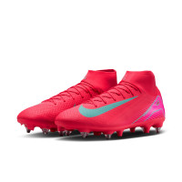 Nike Zoom Mercurial Superfly 10 Academy IJzeren-Nop Voetbalschoenen (SG) Anti-Clog Rood Turquoise Roze