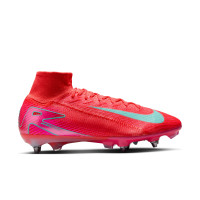 Nike Zoom Mercurial Superfly 10 Elite IJzeren-Nop Voetbalschoenen (SG) Rood Turquoise Roze