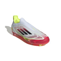 adidas F50 Elite Veterloze Gras Voetbalschoenen (FG) Kids Wit Rood Zwart Geel