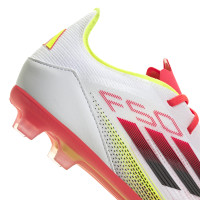 adidas F50 Elite Gras Voetbalschoenen (FG) Kids Wit Rood Zwart Geel