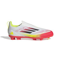 adidas F50 League Veterloze Gras / Kunstgras Voetbalschoenen (MG) Kids Wit Rood Zwart Geel