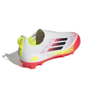 adidas F50 League Veterloze Gras / Kunstgras Voetbalschoenen (MG) Kids Wit Rood Zwart Geel