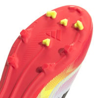 adidas F50 League Veterloze Gras / Kunstgras Voetbalschoenen (MG) Kids Wit Rood Zwart Geel