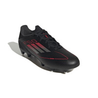 adidas F50 League IJzeren-Nop Voetbalschoenen (SG) Zwart Rood Zilver