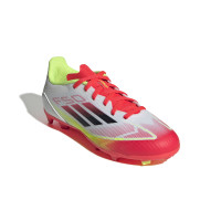 adidas F50 League Gras / Kunstgras Voetbalschoenen (MG) Kids Wit Rood Zwart Geel