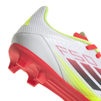 adidas F50 League Gras / Kunstgras Voetbalschoenen (MG) Kids Wit Rood Zwart Geel