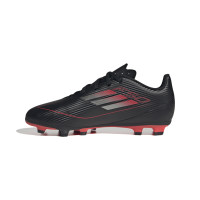 adidas F50 Club Gras / Kunstgras Voetbalschoenen (FxG) Kids Zwart Rood Zilver