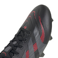 adidas Predator League IJzeren-Nop Voetbalschoenen (SG) Zwart Grijs Rood