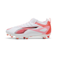 PUMA Ultra 5 Match Gras / Kunstgras Voetbalschoenen (MG) Kids Wit Zwart Rood