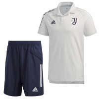 adidas Juventus Polo Trainingsset 2020-2021 Lichtgrijs Donkerblauw